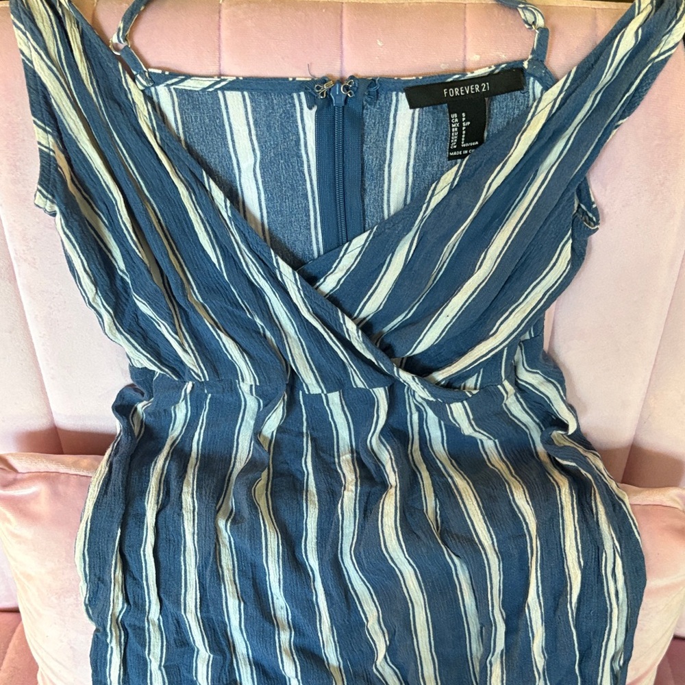 Forever 21 Navy and White Striped Midi Dress